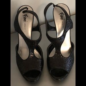 Peep toe platform sparkly heels, sz 7 1/2 NEW